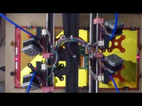 CartesioLDMP printing 8 MotorBrackets at 100mm/sec