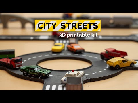 City Streets - 3D printable kit - Build your city network with 30+ unique pieces