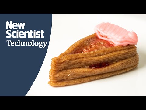 Watch a 3D-printer create a seven-ingredient cheesecake cake