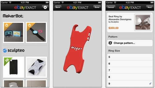 eBay Exact Marktplatz 3D-gedruckte Objekte