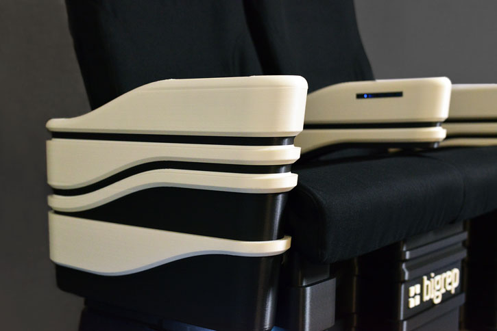 Details des 3D-gedruckten Flugzeugsitz