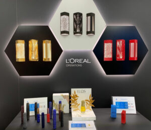 Innovativen Gitterverpackungen von L'Oréal. Quelle: HP Messestand, Formnext 2021