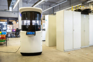 Der Prototyp des neuartigen 3D-Druckers im Labor für Fertigungssysteme (Foto: Heike Fischer / TH Köln).